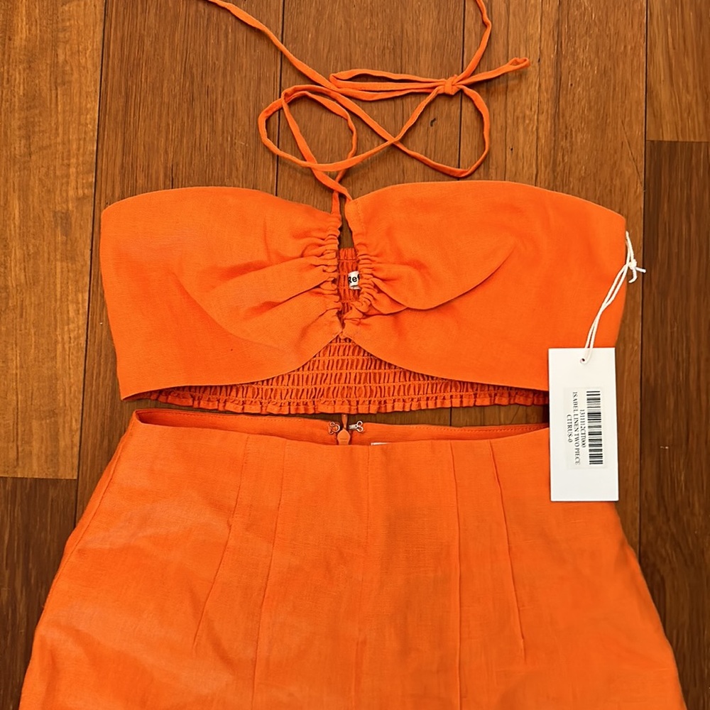 Reformation ISABEL LINEN TWO PIECE IN CITRUS - Picture 5 of 7